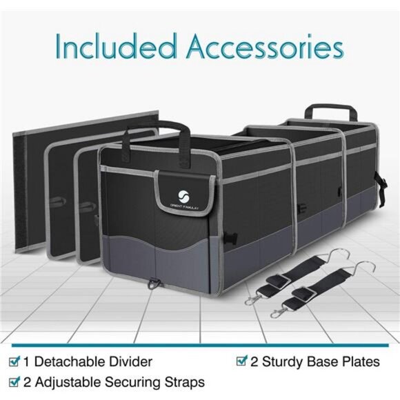 Trunk Organizer with Cooler, Collapsible Trunk Storage w/ Non Slip Bottom Strips - Picture 5 of 7